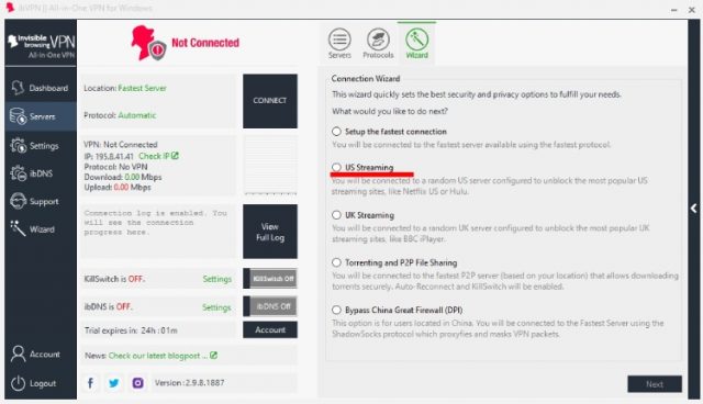 streaming in US with IbVPN vpn - ibvpn review