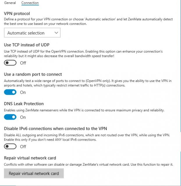 ZenMate VPN Connection Settings - ZenMate VPN Review