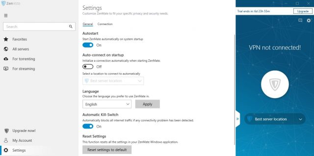 ZenMate VPN General Settings